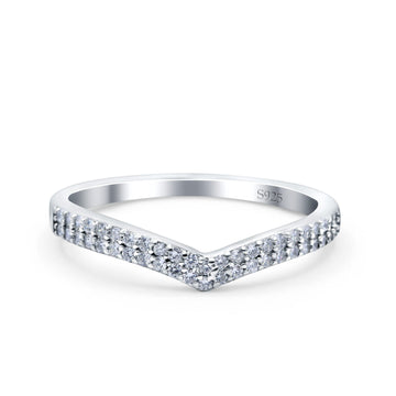 Half Eternity Ring Wedding Band Round Pave Simulated CZ 925 Sterling Silver (5mm)